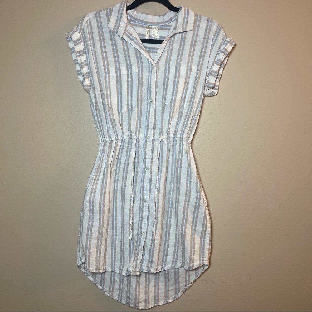 Japna Blue and White Striped Mini Dress